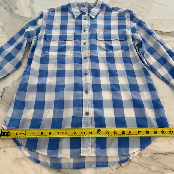 EQUIPMENT BLUE WHITE CHECKERED SILK SHIRT SIZE MEDIUM - Picture 12 of 17